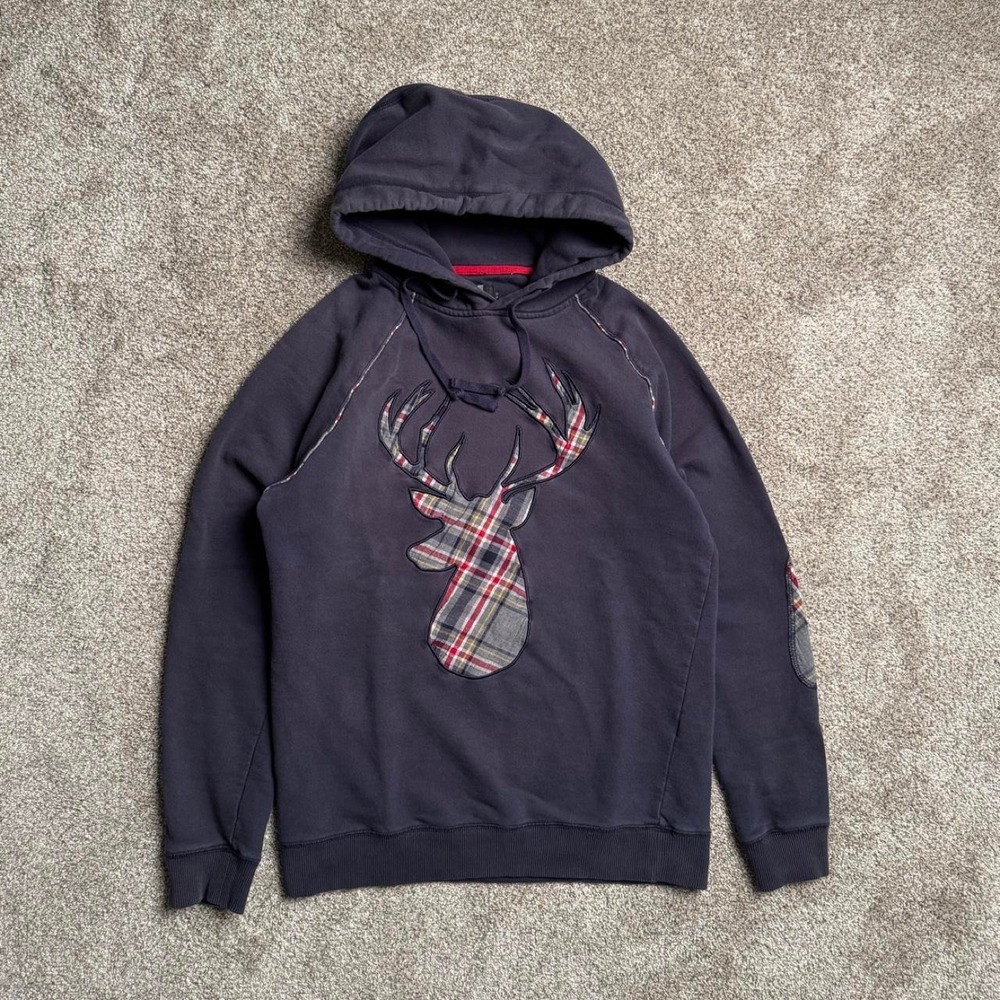 NAVY LE 31 PLAID PATCH PULLOVER HOODIE